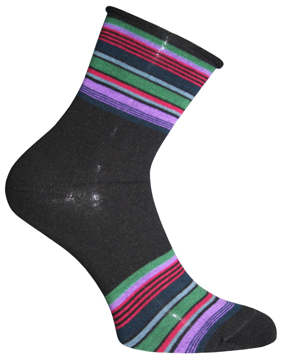 Носки женские Master Socks, цвет: черный, мультиколор. 55305. Размер 2355305 Носки женские Master Socks, цвет: черный, мультиколор. 55305. Размер 2355305Носки Master Socks изготовлены из индийского хлопка с добавлением полиамида и эластана, очень удобных и приятных при носке. Модель оформлена ярким принтом в полоску. Эластичная резинка плотно облегает ногу, не сдавливая ее, обеспечивая комфорт и удобство.