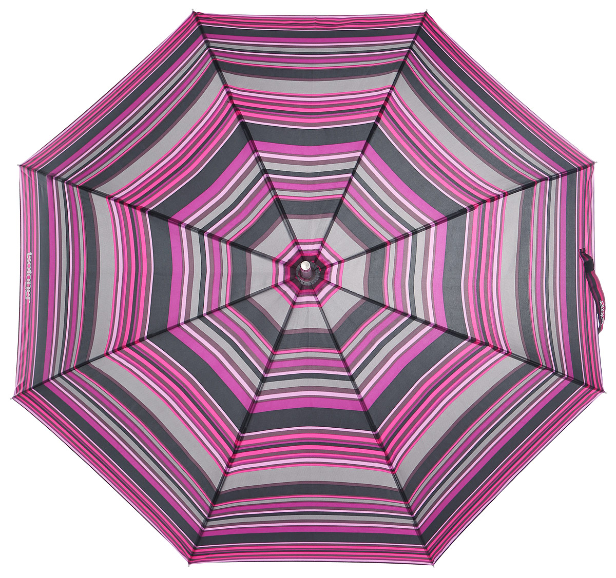 Зонт-трость женский Isotoner, полуавтомат, цвет: серый, фуксия. 09272-3338