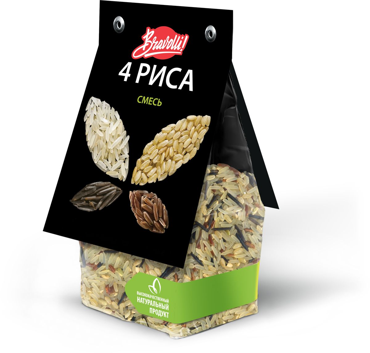 Bravolli Смесь 4 риса, 350 гБР 94/6 Bravolli Смесь 4 риса, 350 гБР 94/6Сочетание четырех сортов риса, различных по цвету и вкусу: бурого, дикого, пропаренного, красного. Пропаренный рис дарит смеси золотистую окраску, а красный, бурый и дикий сорта дополняют ее яркими акцентами, обогащают витаминами и минералами. Смесь Bravolli обладает оригинальным вкусом и отлично подходит для приготовления гарниров, салатов. Смесь 4 риса особенно подойдет тем, кто ведет здоровый образ жизни и заботится о своей фигуре.