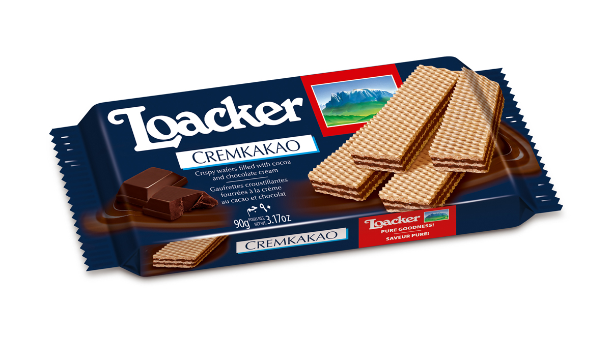 Loacker Крем-какао вафли, 90 г10866-006 Loacker Крем-какао вафли, 90 г10866-006Хрустящие вафли Loacker Крем-какао имеют множество поклонников во всем мире. 3 свежие вафли с 2 слоями нежнейшего шоколадного крема (75% продукта!) никого не оставят равнодушным.