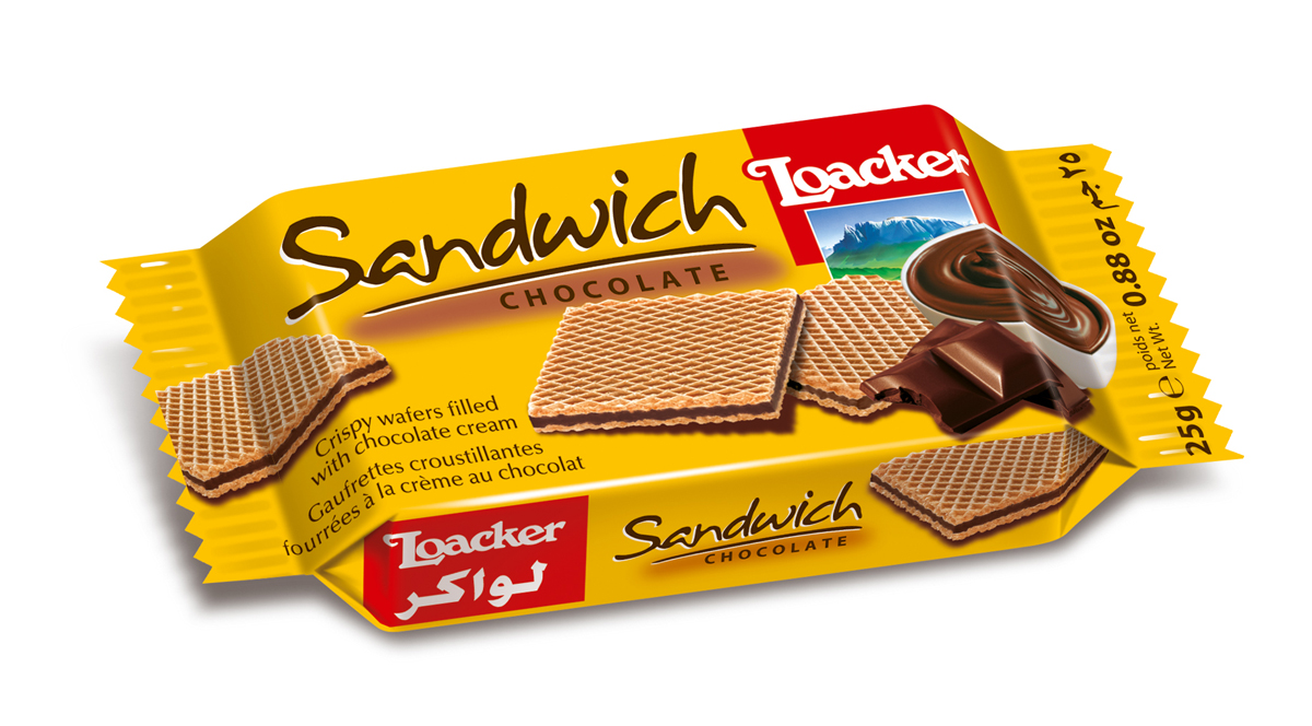 Loacker Sandwich вафли с шоколадным кремом, 25 г12246-003 Loacker Sandwich вафли с шоколадным кремом, 25 г12246-003Натуральные, нежные, восхитительные вафли Loacker с шоколадным кремом - это неизменное высокое качество и удобная порционная упаковка. Эти вкусные вафли удобно взять с собой или дать ребенку в школу и на прогулку.
