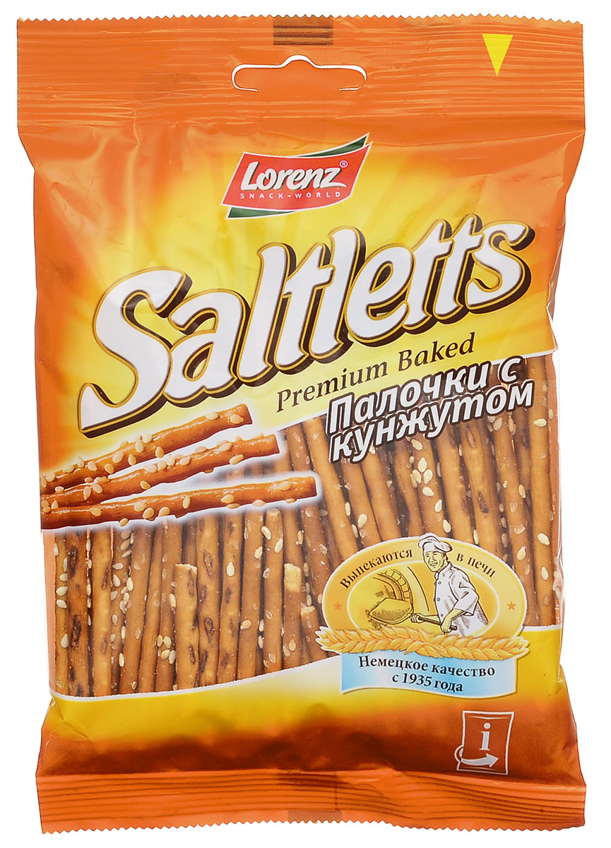 Lorenz Saltletts палочки с кунжутом, 60 гбзе054 Lorenz Saltletts палочки с кунжутом, 60 гбзе054Палочки Saltletts, обсыпанные обжаренным кунжутом - это интересная альтернатива традиционной соленой соломке. Палочки Lorenz Saltletts уже давно являются бесспорной классикой на немецком рынке. Хрустящая соломка золотисто-коричневого цвета радует потребителей с 1935 года. Снэки приготовлены из лучших ингредиентов и приправлены натуральной морской солью.