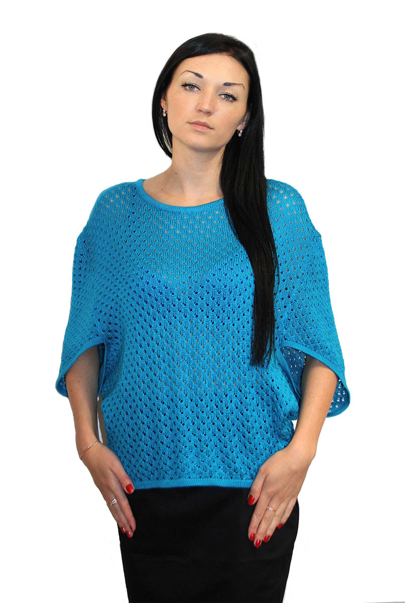 Джемпер женский Milana Style, цвет: синий. 106-411-011521-014_1303. Размер XXL (52)106-411-011521-014_1303 Джемпер женский Milana Style, цвет: синий. 106-411-011521-014_1303. Размер XXL (52)106-411-011521-014_1303Женский джемпер Milana Style изготовлен из ПАН-волокна и хлопка. Модель с круглым вырезом горловины и рукавами-летучая мышь 1/2 оформлена оригинальным вязаным узором. Горловина, манжеты рукавов и низ джемпера связаны резинкой.