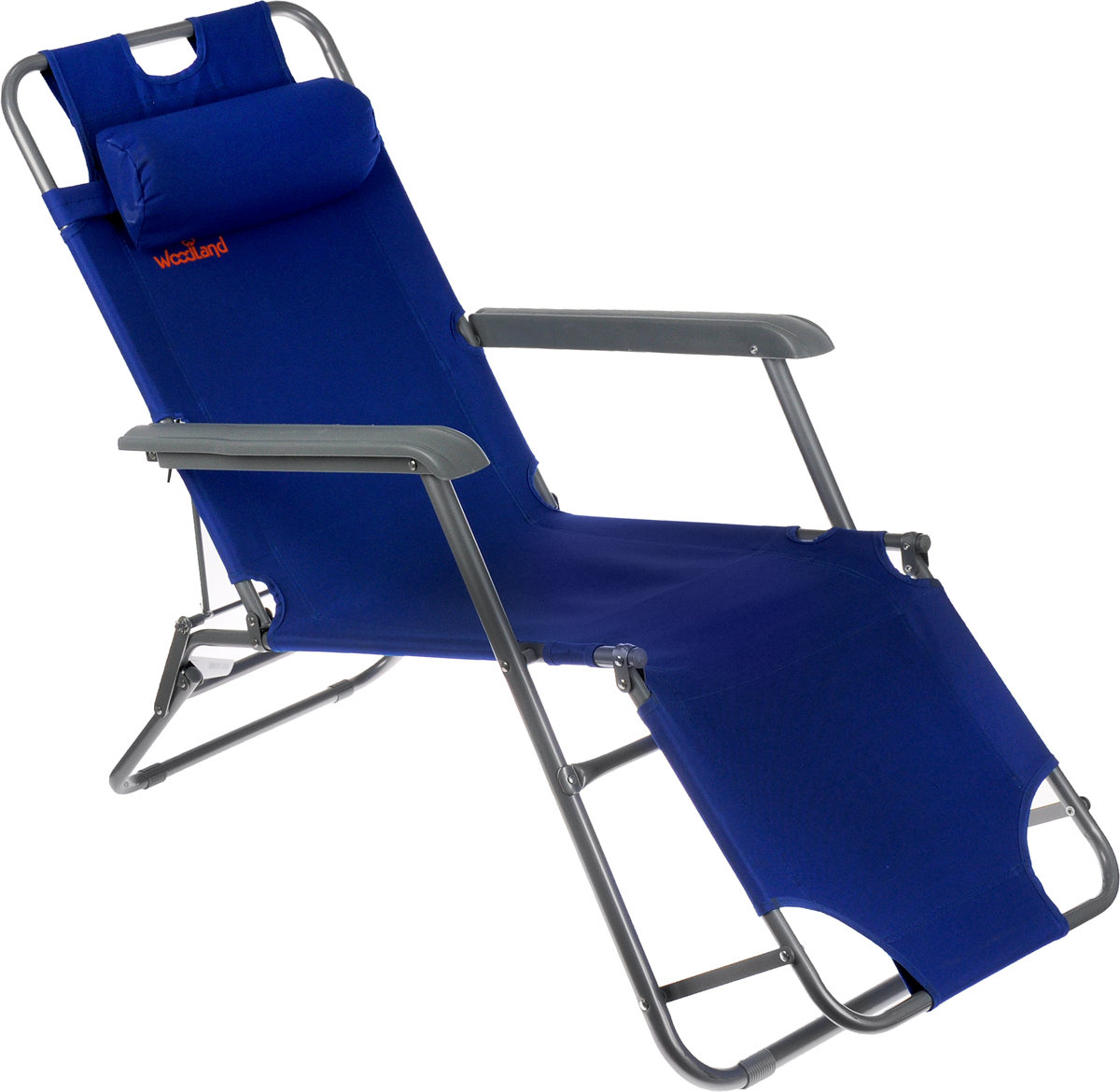 Кресло складное Woodland Lounger Oxford, цвет: синий, серый, 153 см х 60 см х 79 см0049670 Кресло складное Woodland Lounger Oxford, цвет: синий, серый, 153 см х 60 см х 79 см0049670Складное кресло Woodland Lounger Oxford предназначено для создания комфортных условий в туристических походах, рыбалке и кемпинге.Особенности:Компактная складная конструкция.Прочный стальной каркас с покрытием, диаметр 19/25 мм.Прочная ткань Oxford обладает высокой износостойкостью.