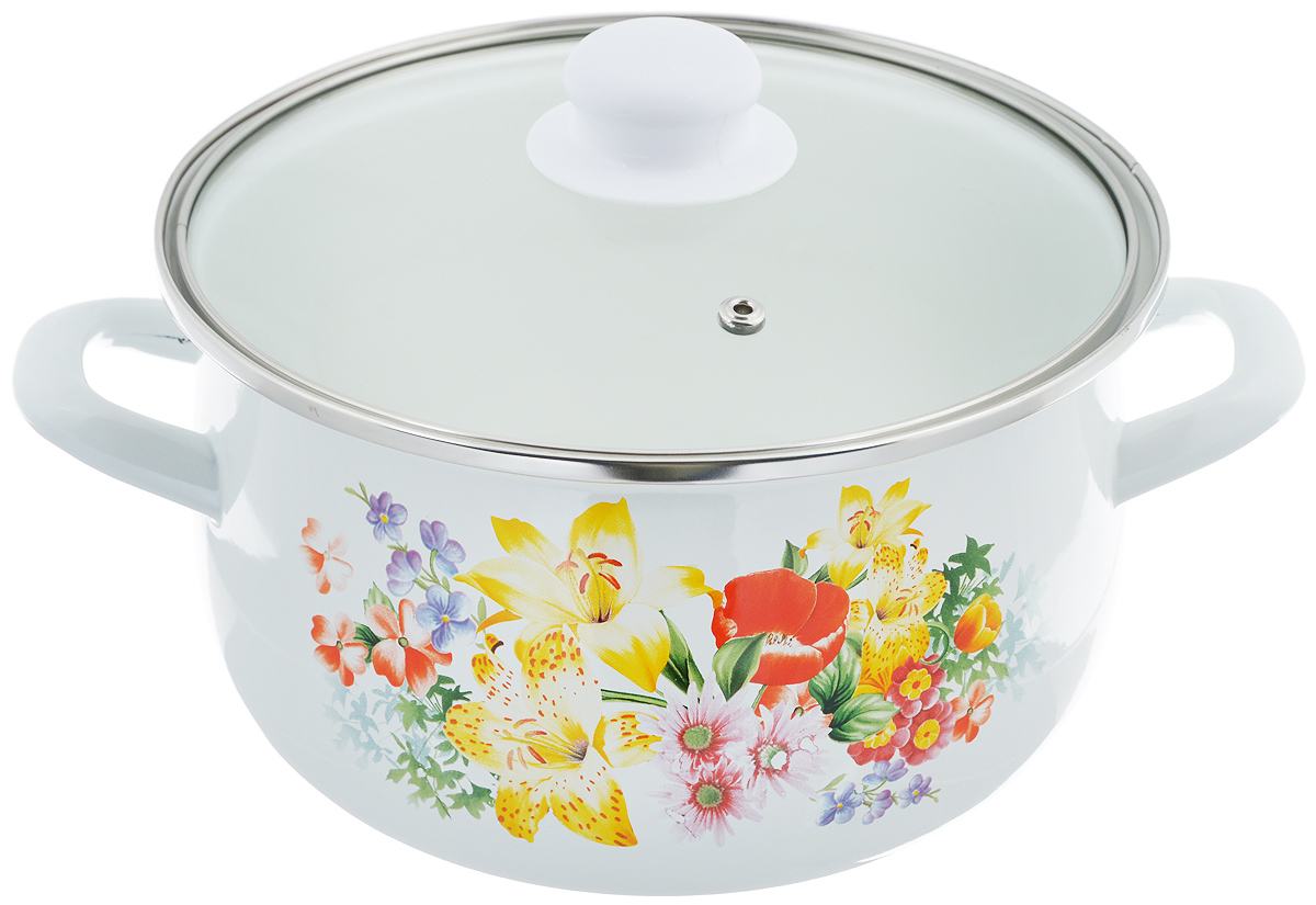 Кастрюля эмалированная Mayer & Boch Цветы с крышкой, 3,5 л25045 Кастрюля эмалированная Mayer & Boch Цветы с крышкой, 3,5 л25045Кастрюля Mayer & Boch Цветы изготовлена из углеродистой стали высокого качества с эмалированным покрытием. Внешние стенки декорированы красочным изображением цветов. Эмалевое покрытие имеет существенные преимущества по показателям безопасности влияния на организм человека, санитарным свойствам, простоте ухода и рассчитано на длительный срок эксплуатации. Оно устойчиво к перепадам температуры до 220°С, обладает высокой механической прочностью, противостоит воздействию пищевых кислот. Эмаль делает поверхность сверкающей и предотвращает проникновение металла в пищу. Гладкая ровная поверхность облегчает процесс мытья. Изделие оснащено двумя удобными металлическими ручками. Крышка изготовлена из жаропрочного стекла, оснащена пластиковой ручкой, металлическим ободом и пароотводом. Кастрюля с крышкой имеет современный стильный дизайн. Посуда практична и функциональна: она эффективно сохраняет тепло и обеспечивает быстрый нагрев продуктов. Подходит для всех типов плит, включая индукционные. Можно мыть в посудомоечной машине. Диаметр кастрюли (по верхнему краю): 22 см. Высота стенки: 13,5 см. Ширина (с учетом ручек): 29 см.