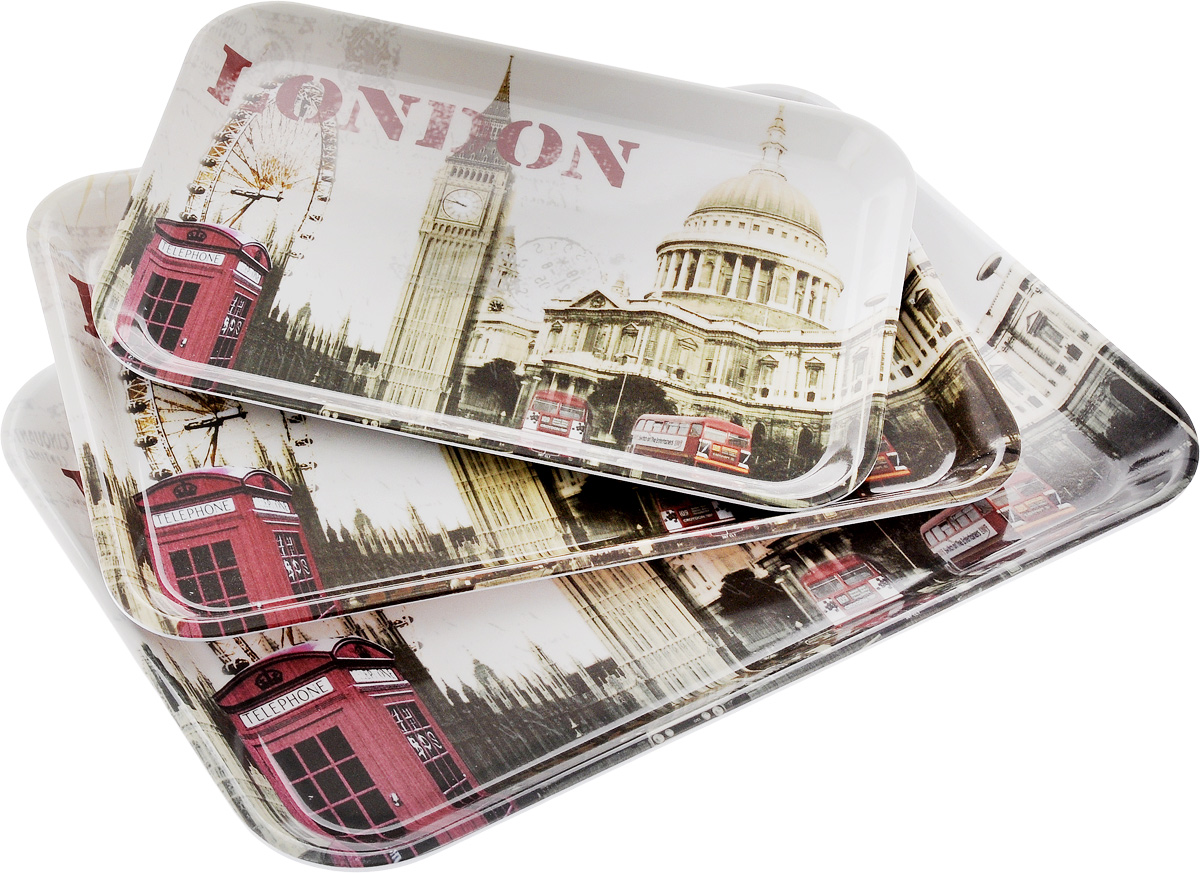 Набор подносов Mayer & Boch London, 3 шт24780 Набор подносов Mayer & Boch London, 3 шт24780Оригинальный набор Mayer & Boch London состоит из трех сервировочных подносов разного размера. Изделия, изготовленные из высококачественного пластика и украшены ярким изображением.Подносы отлично подойдут для красивой сервировки различных блюд, закусок и фруктов на праздничном столе. Набор подносов Mayer & Boch London станет отличным подарком на любой праздник.Размер малого подноса (с учетом ручек): 29 х 20 х 1,6 см.Размер среднего подноса (с учетом ручек): 33,5 х 23 х 2 см.Размер большого подноса (с учетом ручек): 38,5 х 26,5 х 2,3 см.