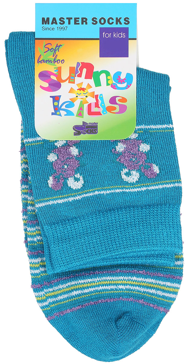 Носки детские Master Socks Sunny Kids, цвет: темно-бирюзовый. 82605. Размер 1882605 Носки детские Master Socks Sunny Kids, цвет: темно-бирюзовый. 82605. Размер 1882605Комфортные и прочные носки Master Socks Sunny Kids выполнены из бамбука и эластичного хлопка с добавлением полиамида. Материал изделия очень мягкий и приятный на ощупь, хорошо тянется, не деформируясь.Эластичная резинка мягко облегает ножку ребенка, обеспечивая удобство и комфорт. Модель оформлена принтом в полоску, украшена объемным изображением забавных мышек, связанным из пряжи с петельками.Такие носочки станут отличным дополнением к детскому гардеробу! Уважаемые клиенты!Размер, доступный для заказа, является длиной стопы.