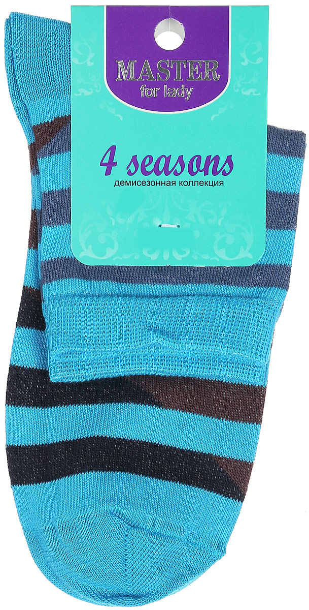 Носки женские Master Socks, цвет: голубой, черный, синий, коричневый. 55014. Размер 2555014 Носки женские Master Socks, цвет: голубой, черный, синий, коричневый. 55014. Размер 2555014Удобные носки Master Socks, изготовленные из высококачественного комбинированного материала, очень мягкие и приятные на ощупь, позволяют коже дышать.Эластичная резинка плотно облегает ногу, не сдавливая ее, обеспечивая комфорт и удобство. Модель с укороченным паголенком оформлена принтом с полосками.Удобные и комфортные носки великолепно подойдут к любой вашей обуви.