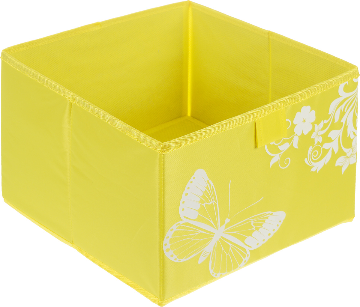 Коробка для хранения Hausmann Butterfly, цвет: желтый, 28 x 27 x 20 см4P-106-M4С_желтый Коробка для хранения Hausmann Butterfly, цвет: желтый, 28 x 27 x 20 см4P-106-M4С_желтыйКоробка для хранения Hausmann поможет легко организовать пространство в шкафу или в гардеробе. Изделие выполнено из из нетканого материала и полиэстера. Коробка держит форму благодаря жесткой вставке из картона, которая устанавливается на дно. Боковая поверхность оформлена красивым принтом и изображением бабочки. В такой коробке удобно хранить одежду, нижнее белье, различные аксессуары.
