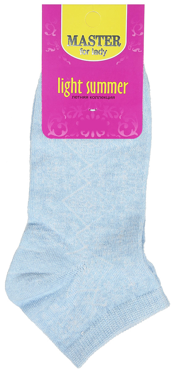 Носки женские Master Socks, цвет: голубой. 55059. Размер 2355059 Носки женские Master Socks, цвет: голубой. 55059. Размер 2355059Удобные носки Master Socks, изготовленные из высококачественного комбинированного материала, очень мягкие и приятные на ощупь, позволяют коже дышать.Эластичная резинка плотно облегает ногу, не сдавливая ее, обеспечивая комфорт и удобство. Модель с укороченным паголенком оформлена полупрозрачным орнаментом.Удобные и комфортные носки великолепно подойдут к любой вашей обуви.