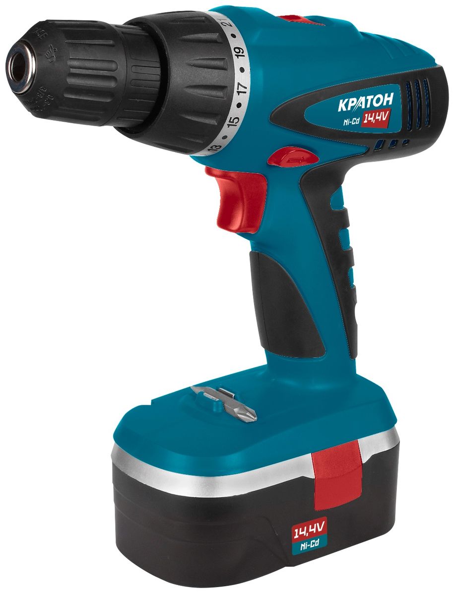 Дрель-шуруповерт аккумуляторная Кратон CDH-14-K3 11 01 039 Дрель-шуруповерт аккумуляторная Кратон CDH-14-K3 11 01 039Конструктивные особенности:Эргономичная двухкомпонентная рукоятка;Ступенчатый регулятор крутящего момента;Переключатель направления вращения (реверс);Ограничитель крутящего момента;Тормоз свободного выбега;Два режима работы;Отсек для хранения бит; Технические характеристики:Напряжение питания 14,4 В;Род тока постоянный;Емкость аккумулятора 1,3 А/ч;Тип аккумулятора NiCd;Время заряда аккумулятора 1 ч;Частота вращения шпинделя 0-550 об/мин;Максимальный крутящий момент 24 Н/м;Ограничитель крутящего момента 21+1;Рабочий диапазон патрона 1-10 мм;Тип патрона быстрозажимной;Масса 1,54 кг.