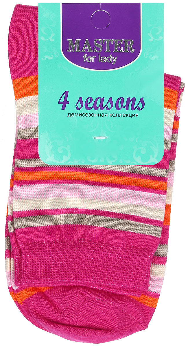 Носки женские Master Socks, цвет: малиновый, мультиколор. 55002. Размер 2355002 Носки женские Master Socks, цвет: малиновый, мультиколор. 55002. Размер 2355002Удобные носки Master Socks, изготовленные из высококачественного комбинированного материала, очень мягкие и приятные на ощупь, позволяют коже дышать. Эластичная резинка плотно облегает ногу, не сдавливая ее, обеспечивая комфорт и удобство. Носки с паголенком классической длины оформлены принтом в полоску. Практичные и комфортные носки великолепно подойдут к любой вашей обуви.