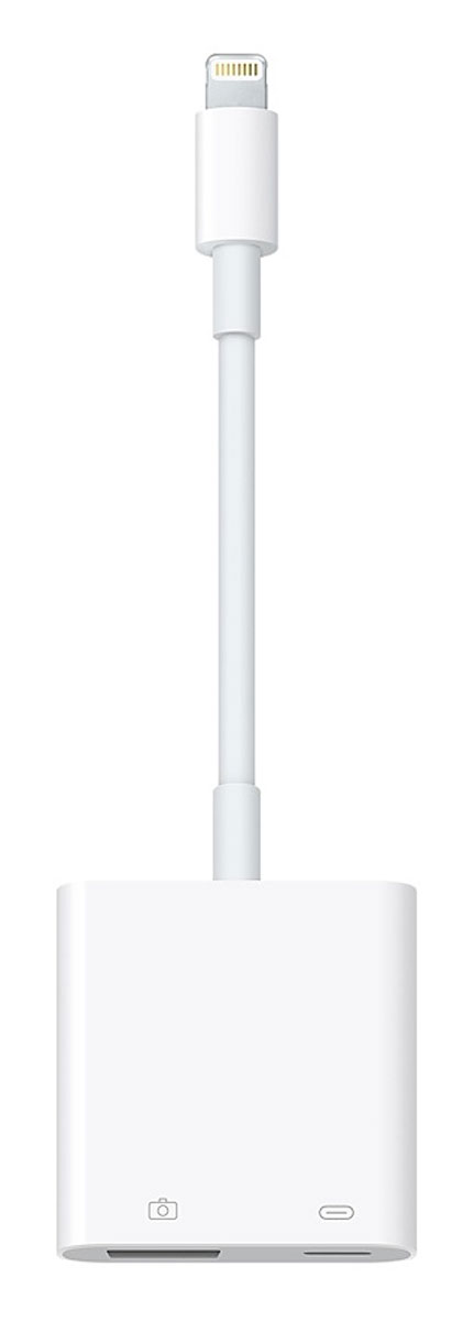 Apple Lightning/USB 3 USB-адаптер для подключения камерыMK0W2ZM/A Apple Lightning/USB 3 USB-адаптер для подключения камерыMK0W2ZM/AС адаптером Lightning/USB 3 для подключения камеры можно легко переносить фотографии и видео с цифровой камеры высокого разрешения на iPad Pro. Подсоедините адаптер Lightning/USB 3 для подключения камеры, и iPad Pro автоматически откроет приложение Фото, в котором можно выбрать фотографии и видеозаписи для импорта, а затем организовать их в альбомы.Сделайте свой iPad Pro ещё более универсальным и удобным, подключив адаптер Lightning/USB для камеры к адаптеру питания USB. Вы сможете подключать различные периферийные устройства USB: концентраторы, Ethernet-адаптеры, интерфейсы аудио/MIDI и устройства чтения для карт CompactFlash, SD, microSD и других форматов.Адаптер Lightning/USB 3 для подключения камеры поддерживает стандартные форматы изображений, в том числе JPEG и RAW, а также форматы SD- и HD-видео, включая H.264 и MPEG-4. iPad Pro с дисплеем 12,9 дюйма поддерживает передачу данных со скоростью USB 3.0, а iPad Pro с дисплеем 9,7 дюйма — со скоростью USB 2.0.