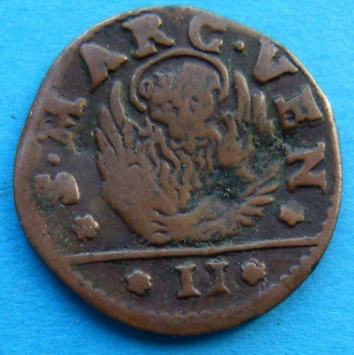 Монета 2 сольди. Медь. Венеция (Италия) для Далмации и Албании, 1691 год