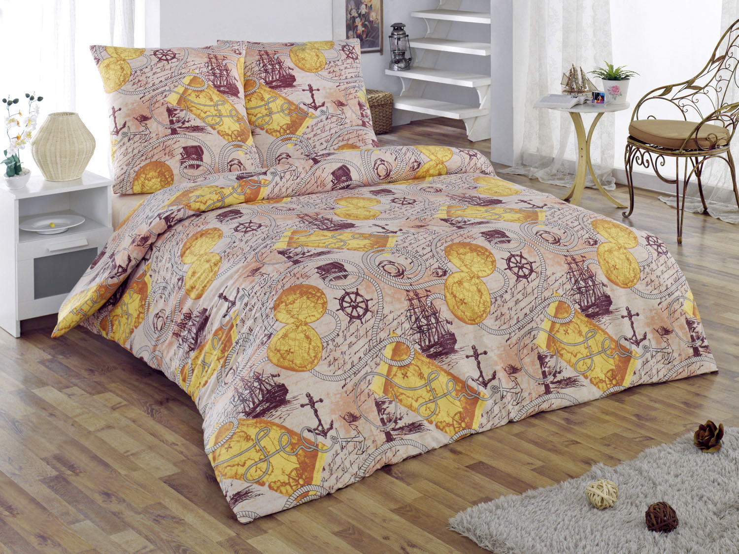 Комплект белья Tete-a-Tete Classic Вояж, евро, наволочки 70х70. К-8073п + ПОДАРОК: Простыня ЭГО, 220 х 220 смК-8073п Комплект белья Tete-a-Tete Classic Вояж, евро, наволочки 70х70. К-8073п + ПОДАРОК: Простыня ЭГО, 220 х 220 смК-8073пКомплект белья Tete-a-Tete Classic Вояж является экологически безопасным для всей семьи, так каквыполнен из бязи (100% натурального хлопка). Комплект состоит из пододеяльника, простыни и двух наволочек.Постельное белье имеет изысканный внешний вид, яркую цветовую гамму и оригинальный рисунок. Гладкая структура делает ткань приятной на ощупь, мягкой и нежной, при этом она прочная и хорошо сохраняетформу. Ткань легко гладится, не линяет и не садится. Благодаря особой плотности ткани и отличному качествубелье выдерживает в 5 раз больше стирок. Комплект постельного белья Tete-a-Tete Classic Вояж станет отличным дополнением вашего интерьера иподарит гармоничный сон. Простыня ЭГО выполнена из бязи (натурального хлопка) высокого качества, оформленной принтом в полоску.Экологически чистый материал обеспечивает высокую гигиеничность простыни.Выбрав простыню нужнойвам расцветки, вы можете легко комбинировать ее с различным постельным бельем.Размер простыни ЭГО: 220 х 220 см.