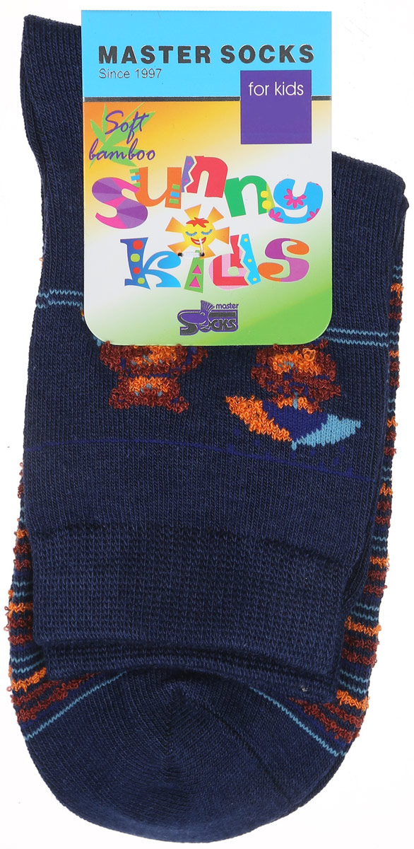 Носки детские Master Socks Sunny Kids, цвет: темно-синий. 82605. Размер 2082605 Носки детские Master Socks Sunny Kids, цвет: темно-синий. 82605. Размер 2082605Комфортные и прочные носки Master Socks Sunny Kids выполнены из бамбука и эластичного хлопка с добавлением полиамида. Материал изделия очень мягкий и приятный на ощупь, хорошо тянется, не деформируясь.Эластичная резинка мягко облегает ножку ребенка, обеспечивая удобство и комфорт. Модель оформлена принтом в полоску, украшена объемным изображением медвежат, связанным из пряжи с петельками.Такие носочки станут отличным дополнением к детскому гардеробу! Уважаемые клиенты!Размер, доступный для заказа, является длиной стопы.