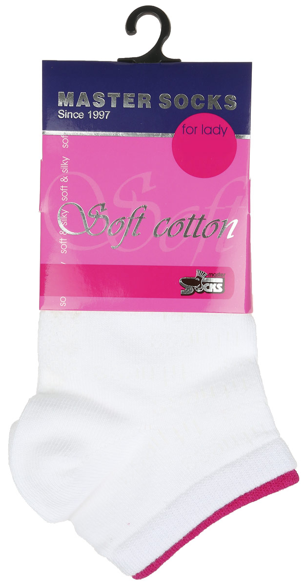 Носки женские Master Socks, цвет: белый, розовый. 85106. Размер 2385106 Носки женские Master Socks, цвет: белый, розовый. 85106. Размер 2385106Удобные укороченные носки Master Socks, изготовленные из высококачественного комбинированного материала, очень мягкие и приятные на ощупь, позволяют коже дышать.Эластичная резинка плотно облегает ногу, не сдавливая ее, обеспечивая комфорт и удобство. Носки с противоскользящим покрытием в зоне стопы, оформлены полупрозрачным орнаментом и дополнены контрастной вставкой на манжете.Практичные и комфортные носки великолепно подойдут к любой вашей обуви.