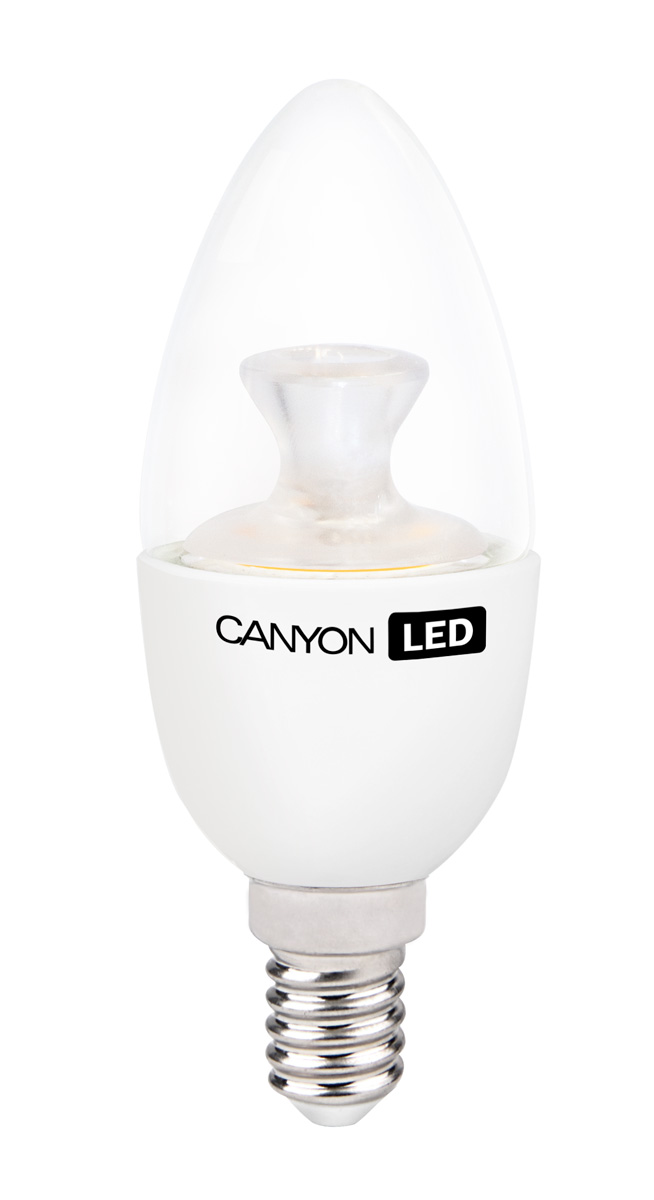 Лампа светодиодная Canyon, цоколь Е14, 3,3W, 2700КBE14CL3.3W230VW Лампа светодиодная Canyon, цоколь Е14, 3,3W, 2700КBE14CL3.3W230VWСветодиодная лампа Canyon благодаря вытянутой форме будет прекрасно смотреться в открытом светильнике. Она излучает прекрасный теплый свет и разгорается мгновенно после включения. Имеет уникальный модуль Cob Ice Canyon, позволяющий избежать чрезмерного нагревания, что гарантирует безопасность в открытом светильнике.