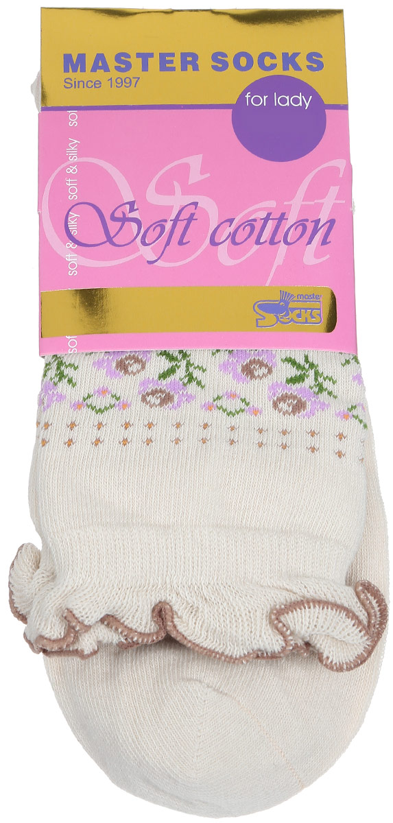 Носки женские Master Socks, цвет: бежевый. 85008. Размер 2585008 Носки женские Master Socks, цвет: бежевый. 85008. Размер 2585008Удобные носки Master Socks, изготовленные из высококачественного комбинированного материала, очень мягкие и приятные на ощупь, позволяют коже дышать.Эластичная резинка плотно облегает ногу, не сдавливая ее, обеспечивая комфорт и удобство. Модель с стандартным паголенком оформлена оригинальным принтом, манжета изделия дополнена рюшами.Удобные и комфортные носки великолепно подойдут к любой вашей обуви.
