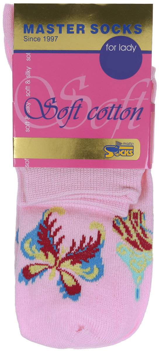 Носки женские Master Socks, цвет: розовый. 85111. Размер 2585111 Носки женские Master Socks, цвет: розовый. 85111. Размер 2585111Удобные носки Master Socks, изготовленные из высококачественного комбинированного материала, очень мягкие и приятные на ощупь, позволяют коже дышать.Эластичная резинка плотно облегает ногу, не сдавливая ее, обеспечивая комфорт и удобство. Модель с стандартным паголенком оформлена принтом с изображением бабочек.Удобные и комфортные носки великолепно подойдут к любой вашей обуви.