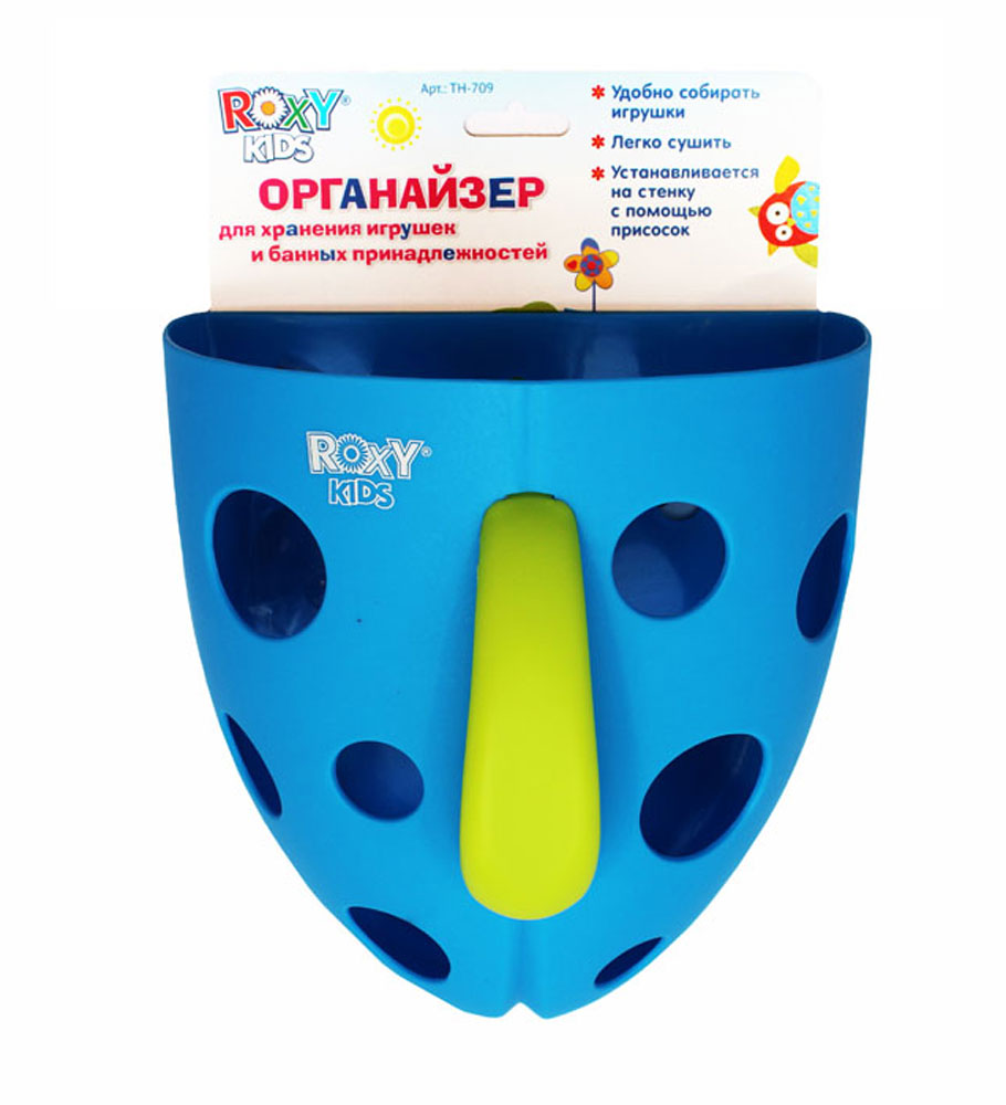 Органайзер для игрушек и банных принадлежностей Roxy-kids, цвет: синийТН-709 Органайзер для игрушек и банных принадлежностей Roxy-kids, цвет: синийТН-709Органайзер для игрушек и банных принадлежностей на присоске Roxy - незаменимый помощник в доме, где есть ребенок.Изготовлен для хранения игрушек и банных принадлежностей ребенка. Удобен тем, что крепится к стенкам ванной комнаты на специальную присоску или крючок, а потому будет всегда у вас под рукой. Практичная ручка органайзера позволит мамам быстро и без труда выловить из воды все игрушки. Игрушки, находящиеся в органайзере очень удобно мыть под краном, а это необходимо делать после каждого купания, поскольку на поверхности игрушек могут оказаться остатки мыла, шампуня и прочих средств детской гигиены.Благодаря органайзеру игрушки легко сушить. Яркий цвет изделия без сомнения понравится ребенку и привлечет его внимание. Органайзер стимулирует у ребенка тактильные ощущения и координацию движений.