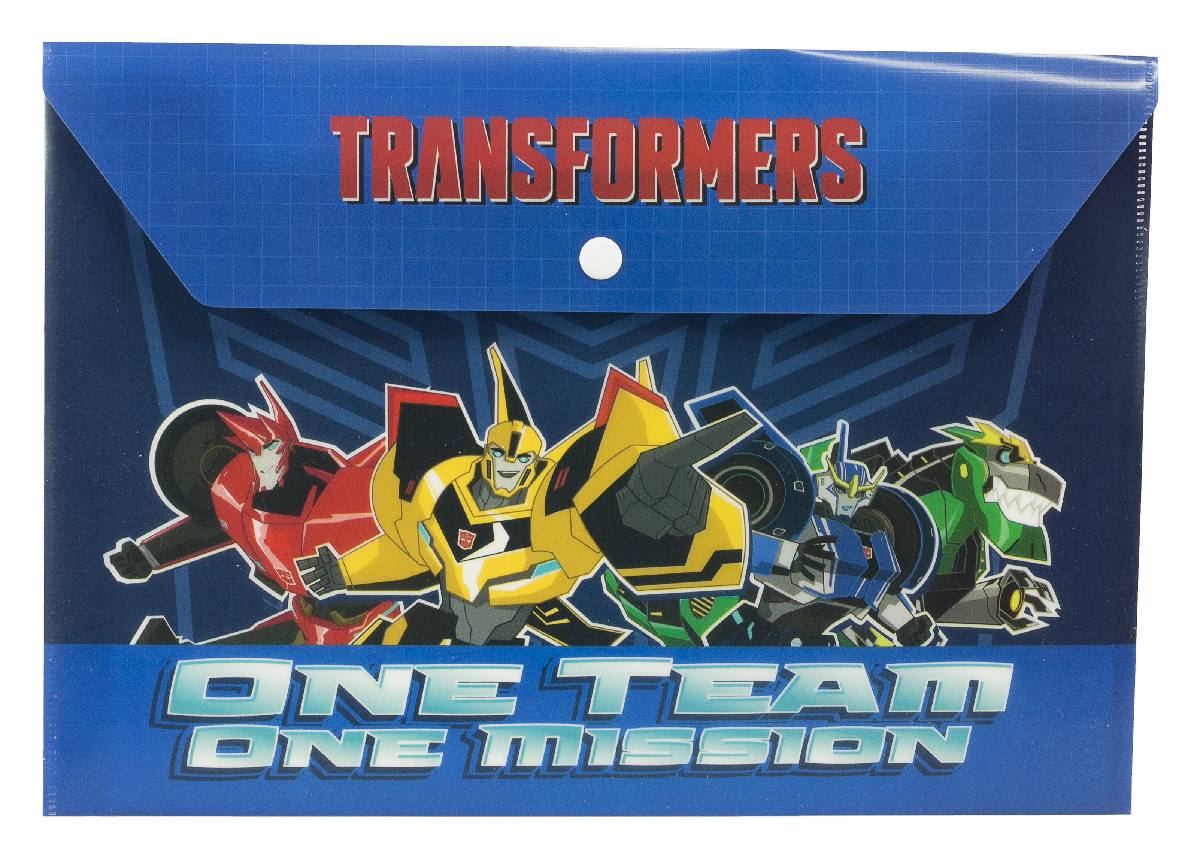 Transformers Папка-конверт One Team One MissionTRCB-US1-PLB-EN15 Transformers Папка-конверт One Team One MissionTRCB-US1-PLB-EN15Папка-конверт Transformers One Team, One Mission выполнена из полипропилена и предназначена для хранения рисунков и документов формата А4. Застегивается на кнопку. Оформлена папка изображением могучих трансформеров.