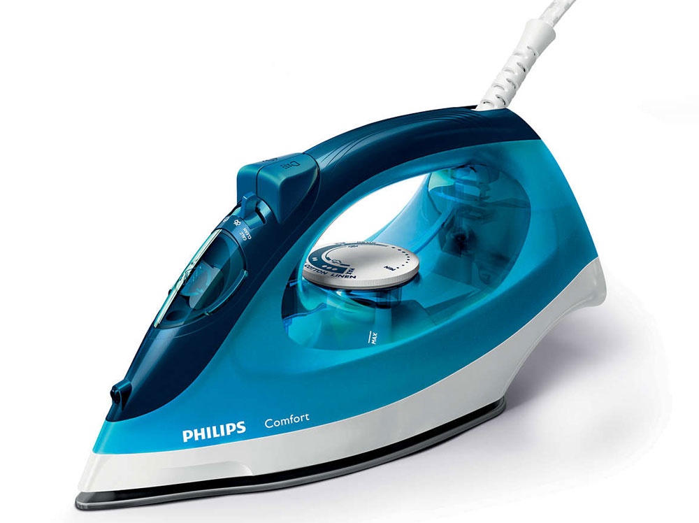 Philips GC1436/20, Blue утюгGC1436/20 Philips GC1436/20, Blue утюгGC1436/20Удобный паровой утюг упрощает процесс глажения и обеспечивает высокую эффективность благодаря мощной подаче пара и антипригарной подошве. С этим утюгом глажение станет намного легче! Мощность до 2000 Вт обеспечивает постоянную высокую подачу пара. Распылитель образует мелкокапельный туман, равномерно увлажняющий ткань и облегчающий разглаживание складок. Противокапельная система позволяет гладить деликатные ткани при низкой температуре, предотвращая протекание воды на одежду.