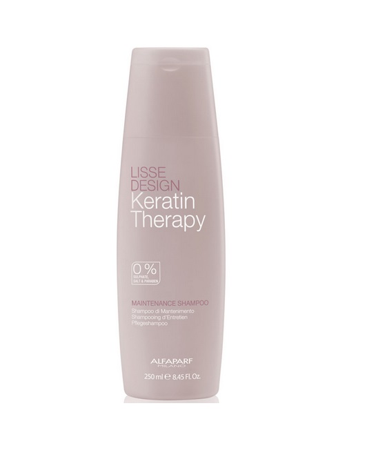 Alfaparf Кератиновый шампунь-гладкость для волос Lisse Design Maintenance Shampoo 250 мл9064 Alfaparf Кератиновый шампунь-гладкость для волос Lisse Design Maintenance Shampoo 250 мл9064Кератиновый шампунь-гладкость Keratin Therapy Maintenance Shampoo без сульфатов, солей и парабенов. Бережно очищает волосы и помогает поддержать и продлить косметический эффект от от кератинового выпрямления волос. Формула, обогащенная кератином и маслом Бабассу, делает волосы мягкими, блестящими. Волосы легко расчесываются.