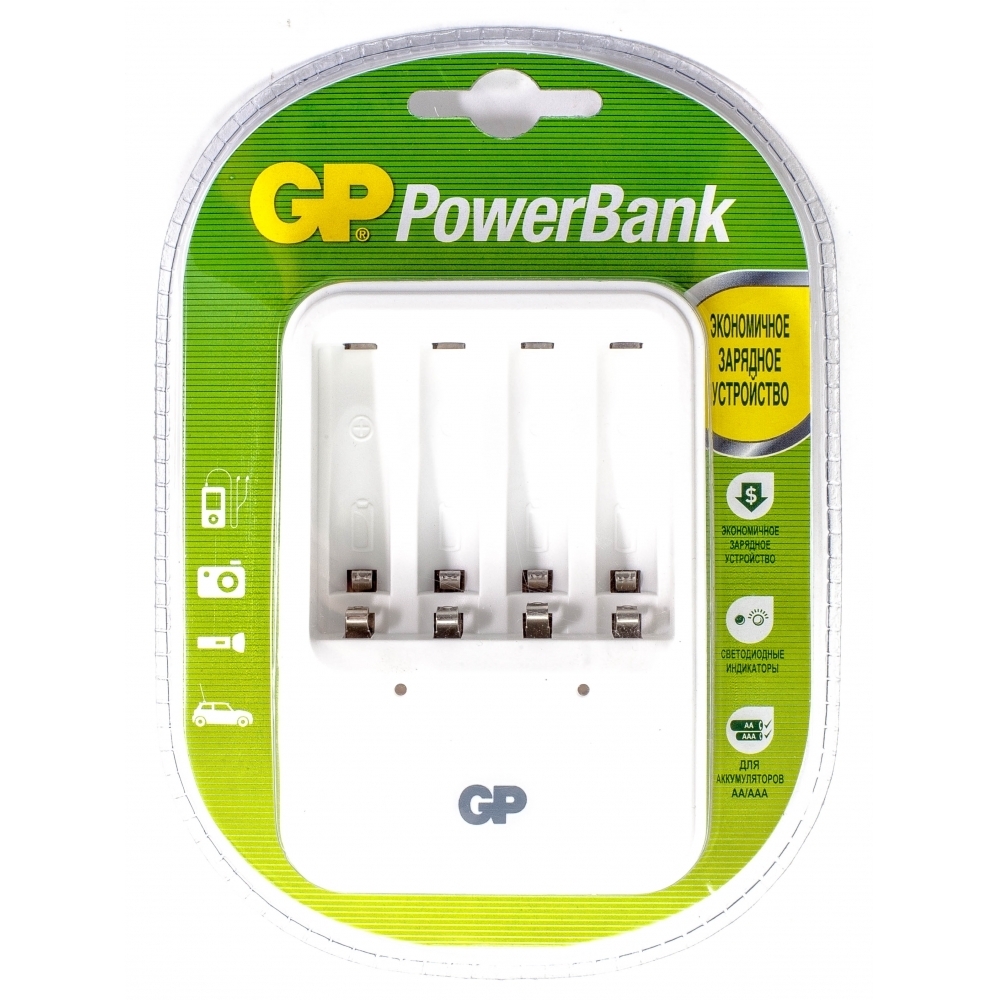 Зарядное устройство GP PowerBank PB420GSGP PB420GS-2CR1 Зарядное устройство GP PowerBank PB420GSGP PB420GS-2CR1Зарядное устройство GP PB420GS оснащено светодиодным индикатором и поставляется с функцией защиты от короткого замыкания. Время полной зарядки — 12–15 часов