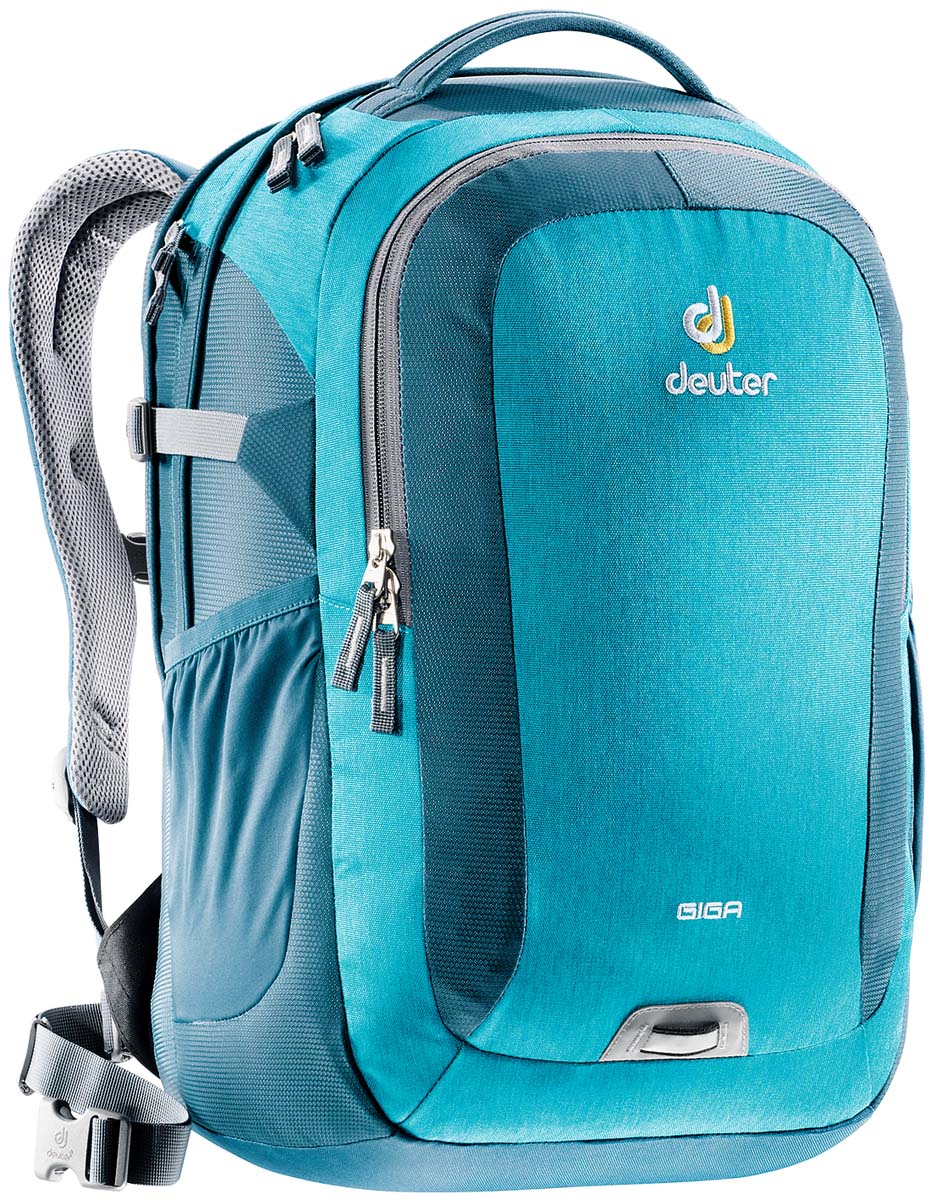 Рюкзак Deuter Daypacks Giga, цвет: бирюзовый, 28 л80414_3027 Рюкзак Deuter Daypacks Giga, цвет: бирюзовый, 28 л80414_3027Рюкзак для учебы и офиса с множеством карманов и отделением для ноутбука 15. Спинка системы Airstripes обеспечивает вентиляцию и надежное прилегание к спине.особенности Deuter Giga New: система спинки Airstripesбольшое основное отделение, в которое помещаются папки для бумагвторое отделение для ноутбука 15,6 дюймовбольшой передний карман с органайзеромсъемный карабин для ключейдно имеет мягкую подкладкукомпрессионые стропыудобная ручка для переноски съемный поясной ременьэластичные сетчатые карманыпетля для фонарика безопасности с отражателем.