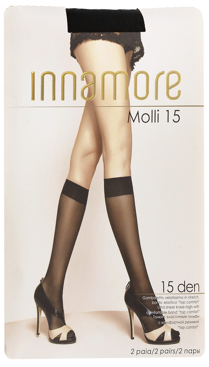 Гольфы женские Innamore Molli 15, цвет: Nero (черный), 2 пары. 6004. Размер универсальный