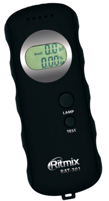 Ritmix RAT-301, Black алкотестер15118363 Ritmix RAT-301, Black алкотестер15118363Ritmix RAT-301 - это цифровой алкотестер со звуковым сигналом, который предназначен для проведения персонального измерения концентрации алкоголя в парах выдыхаемого воздуха. Прибор пересчитывает полученные данные на концентрацию алкоголя в крови и выдает результат на цифровой дисплей.RAT-301 отличается быстрым выводом результатов, точностью измерения и малыми размерами. Кроме того алкотестер имеет встроенный фонарик.Датчик: полупроводниковыйДиапазон измерения: 0,0%-0,19% BAC или 0,0-1,9 г/л (0,0‰-1,9‰)Точность измерения: +/- 0,01% BAC (0,1 г/л)Время подготовки: 10 сВремя измерения: 10 сДиапазон рабочих температур: +5°C...+40°C