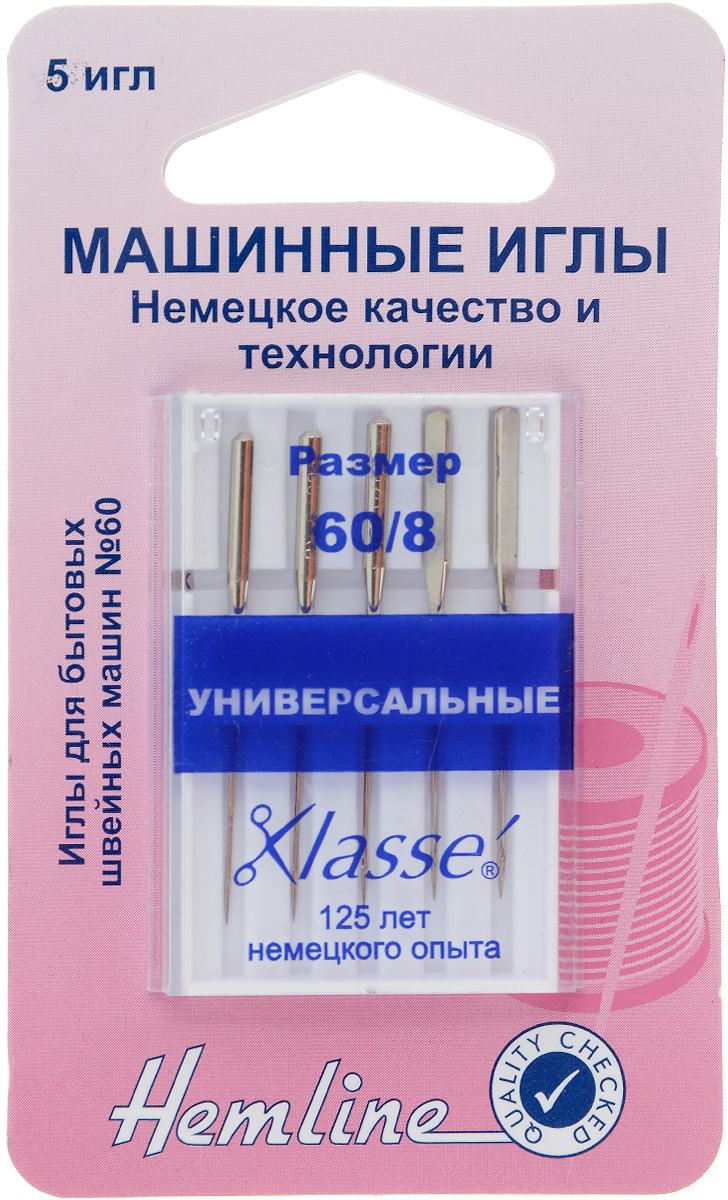 Иглы для бытовых швейных машин Hemline, универсальные, №60, 5 шт100.60 Иглы для бытовых швейных машин Hemline, универсальные, №60, 5 шт100.60Универсальные иглы Hemline для бытовых швейных машин, выполненные из высококачественной нержавеющей стали, идеально подходят для всех тканых материалов, в основном для хлопка и синтетики. Иглы имеют небольшой закругленный кончик. В комплекте пластиковый футляр для переноски и хранения.Размер: 60/8.Длина игл: 3,8 см.