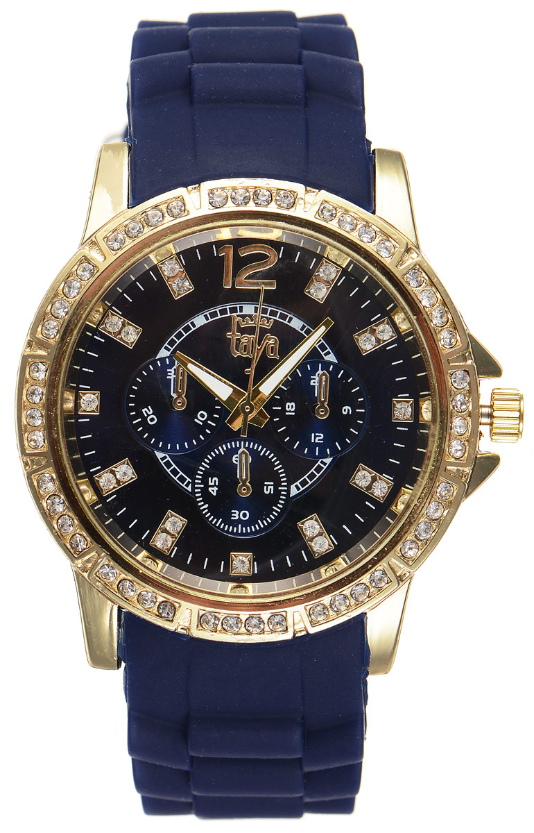 Часы наручные женские Taya, цвет: золотистый, темно-синий. T-W-0213