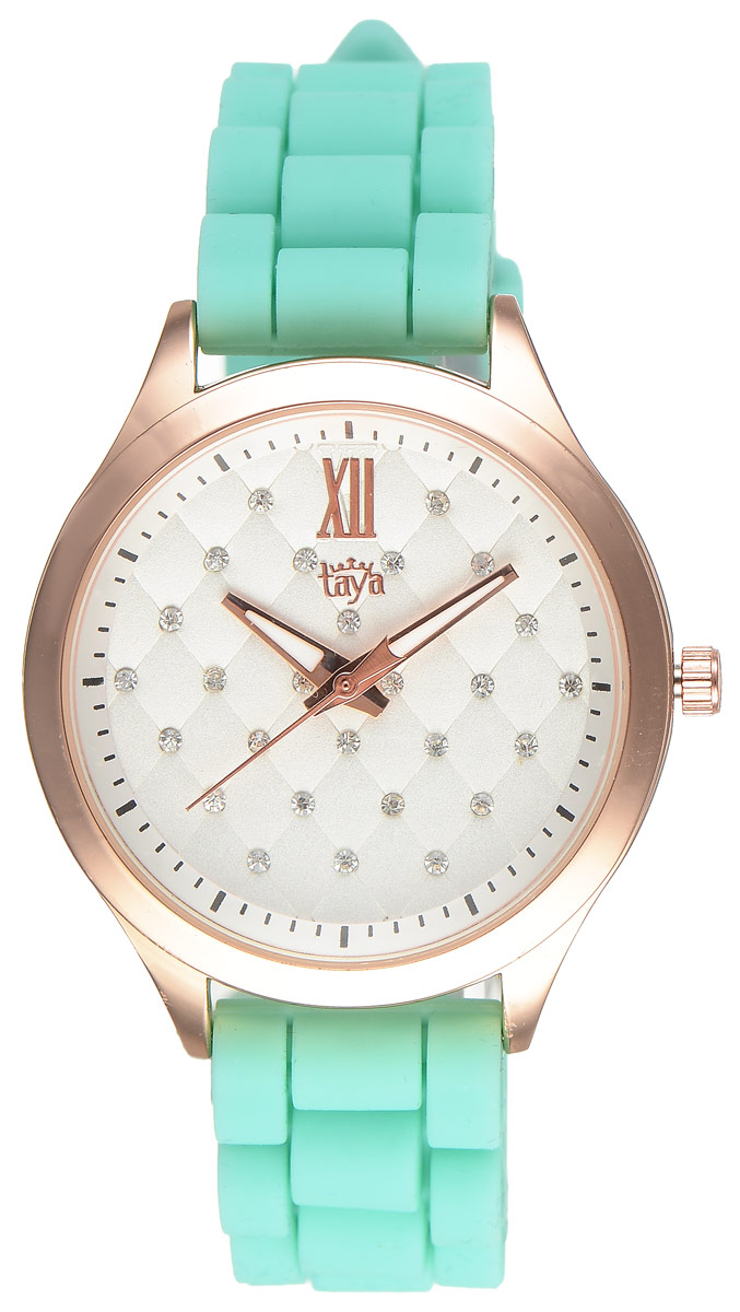 Часы наручные женские Taya, цвет: золотистый, светло-зеленый. T-W-0204