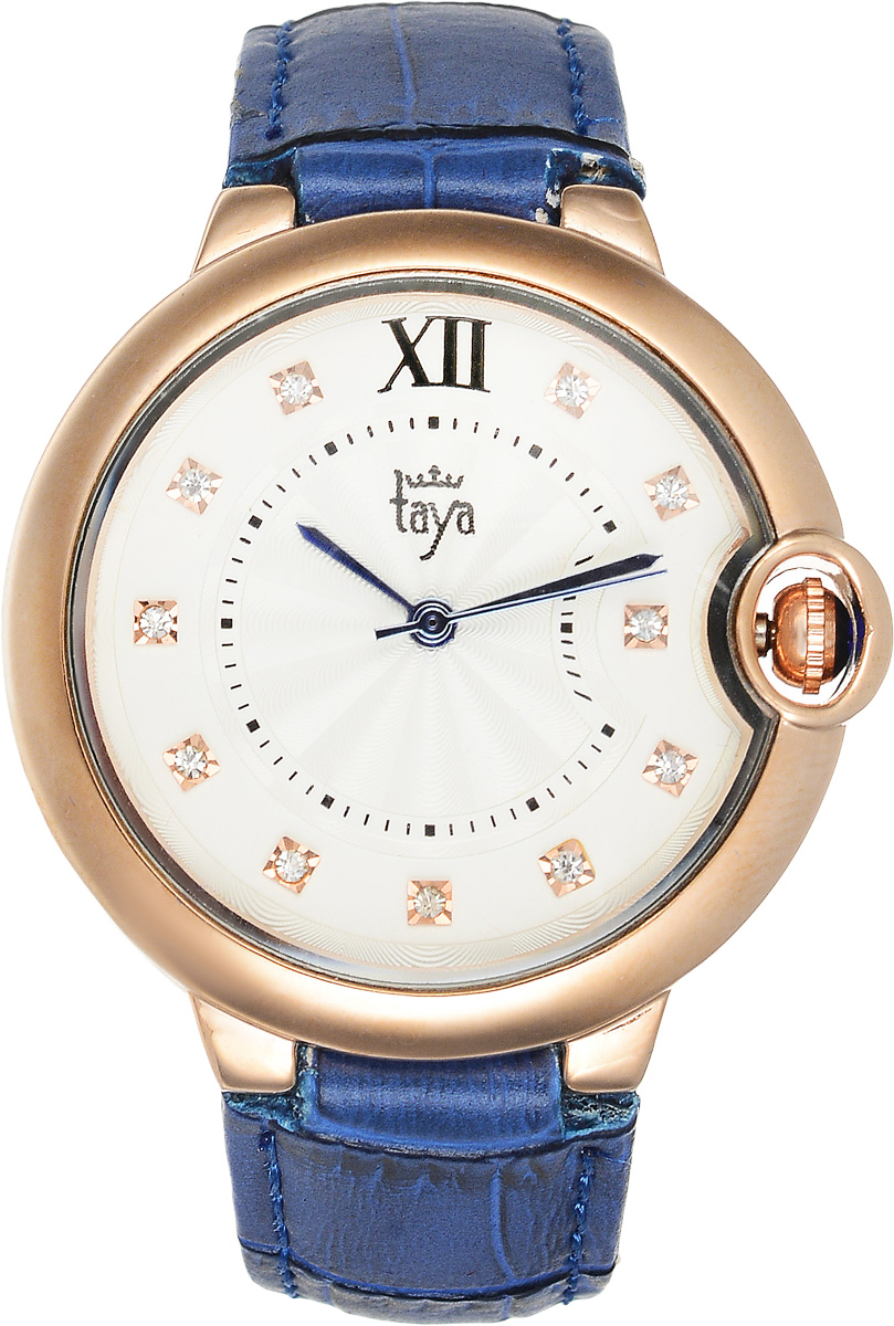 Часы наручные женские Taya, цвет: золотистый, синий. T-W-0002