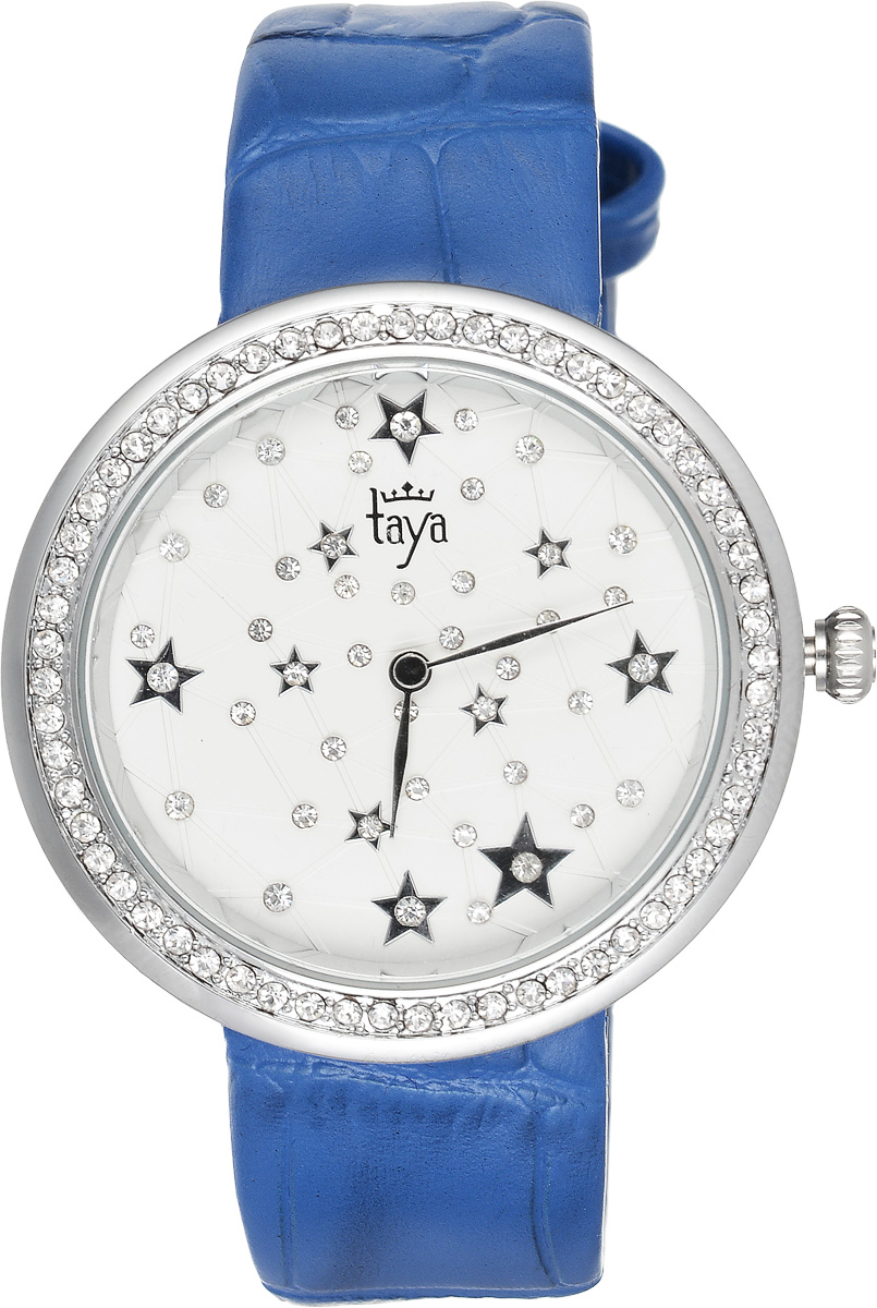 Часы наручные женские Taya, цвет: серебристый, синий. T-W-0011