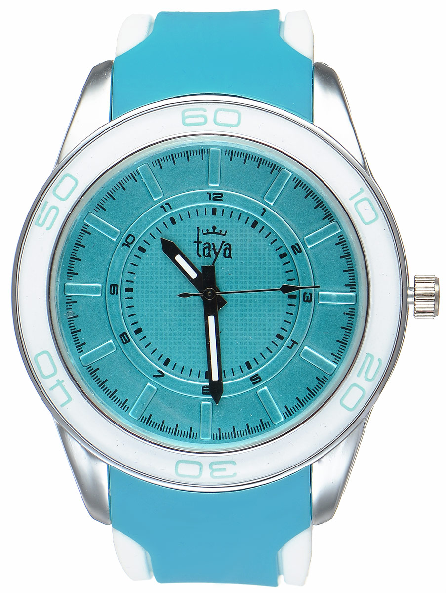 Часы наручные женские Taya, цвет: серебристый, бирюзовый. T-W-0206