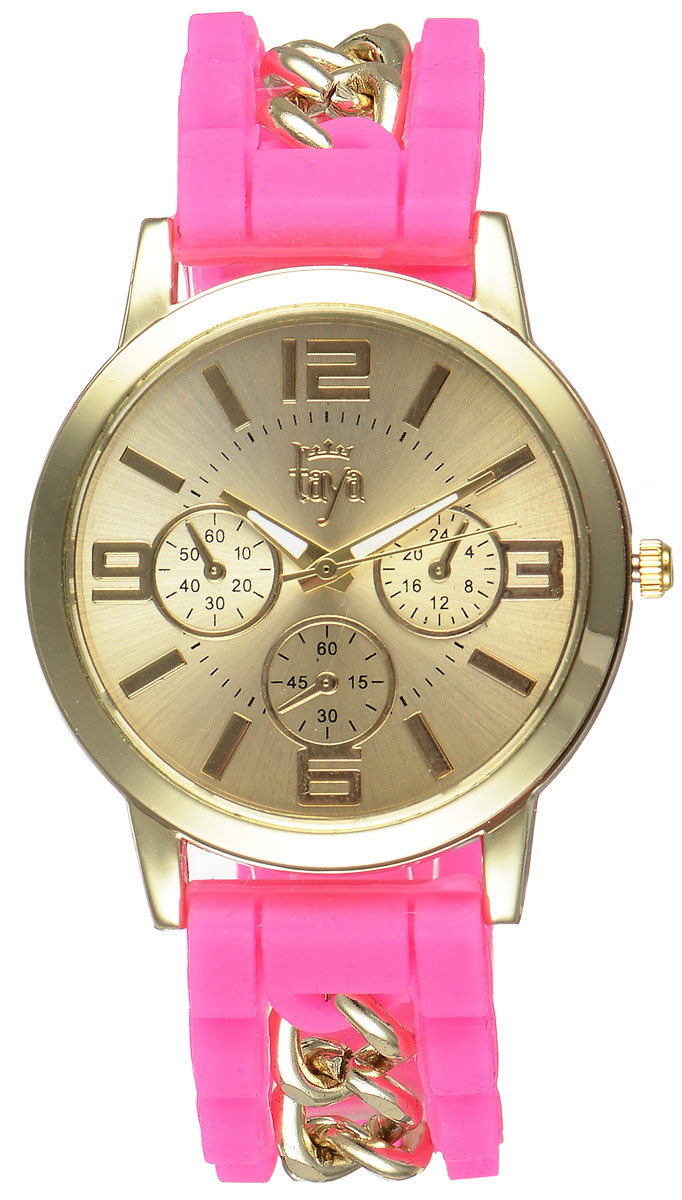 Часы наручные женские Taya, цвет: золотистый, фуксия. T-W-0222