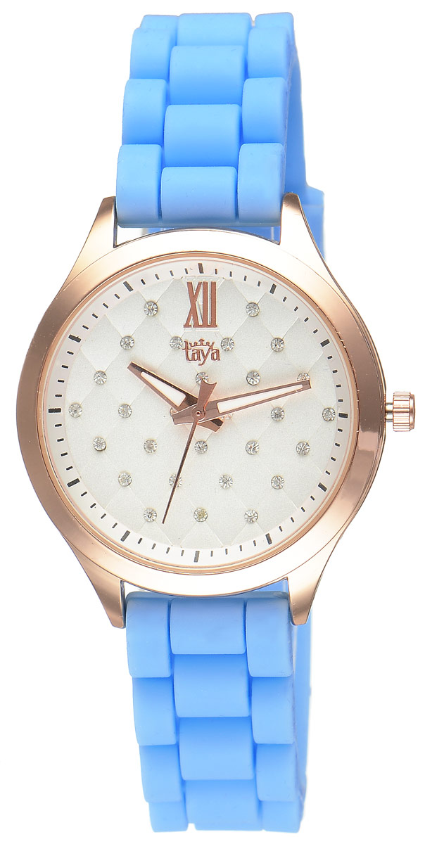 Часы наручные женские Taya, цвет: золотистый, голубой. T-W-0200