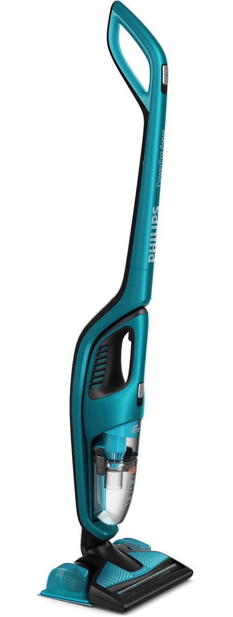 Philips FC6404/01, Blue вертикальный моющий пылесосFC6404/01 Philips FC6404/01, Blue вертикальный моющий пылесосFC6404/01Новый беспроводной Philips PowerPro Aqua (с литий-ионным аккумулятором) — это мощный инструмент 3 в 1 для ежедневной уборки. Безмешковый пылесос для всех типов напольных покрытий, ручной пылесос для уборки в углах и на различных поверхностях, например на диванах и креслах, и насадка для влажной уборки, позволяющая собирать грязь на влажных участках.Технология PowerCyclone гарантирует идеальные результаты — уборка одним движением. Поток воздуха на высокой скорости попадает в циклонную камеру PowerCyclone и усиливается в воздуховоде изогнутой формы, благодаря чему частицы пыли отделяются от воздуха.Уникальная система влажной уборки контролирует количество поступающей воды во время всего процесса уборки твердых напольных покрытий.Насадка TriActive Turbo превосходно очищает твердые напольные покрытия и ковры. Щетка с электроприводом собирает всю пыль и грязь за один прием благодаря оптимизированному воздушному потоку.3-слойный моющийся фильтр, разработанный на основе немецкой технологии, захватывает > 90 % мельчайших частиц, например микроорганизмов размером до 0,3 мкм (такой размер имеют многие бактерии, аллергены и пыльца), что позволяет очищать выходящий воздух.Насадка TriActive Turbo со щеткой с электроприводом позволяет собирать шерсть животных с подушек, диванов и других текстильных поверхностей. Идеальное решение для владельцев животных.Новый безмешковый пылесос PowerPro Aqua позволяет очищать загрязненный контейнер, не касаясь пыли.Мощный литий-ионный аккумулятор 18 В обеспечивает беспроводную работу в течение 40 минут. Теперь уборка в любой комнате дома станет намного проще и вам не придется беспокоиться о длине провода.Съемный резервуар для воды позволяет проводить влажную уборку всех типов твердых напольных покрытий. Магниты по обеим сторонам резервуара для воды позволяют легко подключать и отключать насадку для влажной уборки.Легкая конструкция нового пылесоса PowerPro Aqua обеспечивает хорошую маневренность и удобное управление.В комплект входят: щелевая насадка, 2 насадки из микрофибры, насадка TriActive Turbo