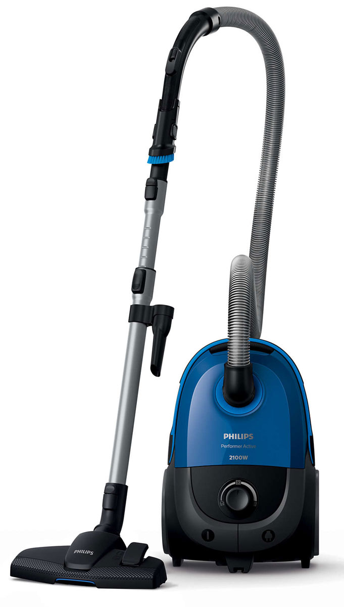 Philips FC8588/01, Black Blue пылесосFC8588/01 Philips FC8588/01, Black Blue пылесосFC8588/01Пылесос Philips Performer Active обеспечивает идеальные результаты уборки и гигиеничное удаление пыли. Технология AirflowMax поддерживает максимальную мощность всасывания до полного заполнения мешка. Насадка MultiClean эффективно удаляет пыль на всех типах напольных покрытий.Уникальная технология AirflowMax помогает поддерживать мощность всасывания на высоком уровне еще дольше - в течение всего срока эксплуатации мешка. Эффективность технологии основана на трех ключевых факторах: 1) уникальный профиль ребер внутри пылесборника максимально усиливает поток воздуха вокруг мешка, позволяя использовать весь его объем; 2) специальная конструкция вместительного контейнера для сбора пыли обеспечивает равномерное наполнение мешка; 3) высококачественный и волокнистый материал позволяет не забиваться порам мешка пылью, поэтому мощность всасывания не уменьшается.Насадка MultiClean гарантирует тщательную очистку всех типов напольных покрытий. Насадка оснащена большим фронтальным отверстием для захвата крупного мусора, при этом она плотно прилегает к полу и собирает даже самую мелкую пыль.Пылесос оснащен специальными отделениями для насадок, чтобы во время уборки вам не пришлось возвращаться за нужным аксессуаром. Мягкая щетка для пыли находится в ручке прибора, поэтому она всегда готова к использованию.Элементы соединения ActiveLock обеспечивают удобную установку и отсоединение различных насадок и аксессуаров от телескопической трубки.Мягкий бампер защищает мебель, предотвращает повреждения при случайных столкновениях с мебелью или стеной и исключает застревание возле углов, чтобы вы могли передвигаться быстрее.Противоаллергенный фильтр удерживает более 99,9 % мелкой пыли. Разработан специально для людей, страдающих аллергией, а также для тех, кто требовательно относится к чистоте и гигиеничности.Синтетические мешки для пыли Philips надолго гарантируют высокое качество уборки и тщательную фильтрацию, даже если мешок заполнен. Специально разработанный отсек для пылесборника емкостью 4 л обеспечивает оптимальное использование мешка и позволяет менять его значительно реже.Насадка Турбо тщательно чистит ковры, с легкостью убирая шерсть и пыль. Вращающаяся щетка внутри насадки собирает мелкую пыль и шерсть, что улучшает качество уборки. Колесики на насадке предотвращают повреждения при использовании на твердой поверхности.