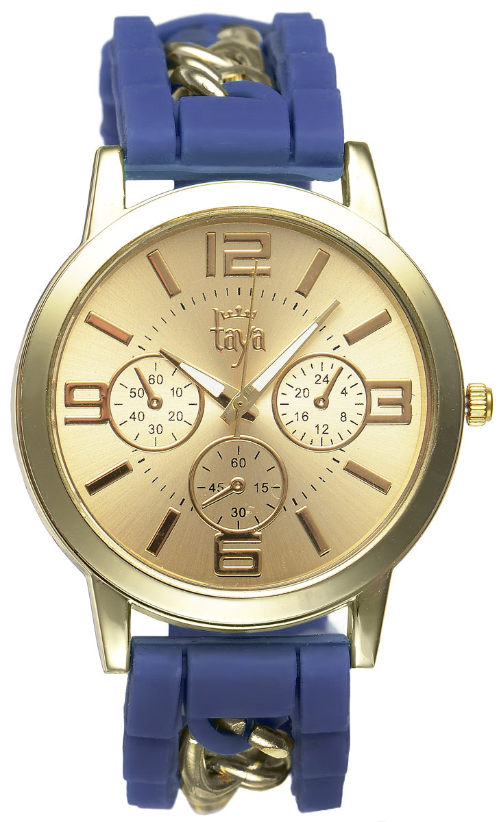 Часы наручные женские Taya, цвет: золотистый, темно-синий. T-W-0218