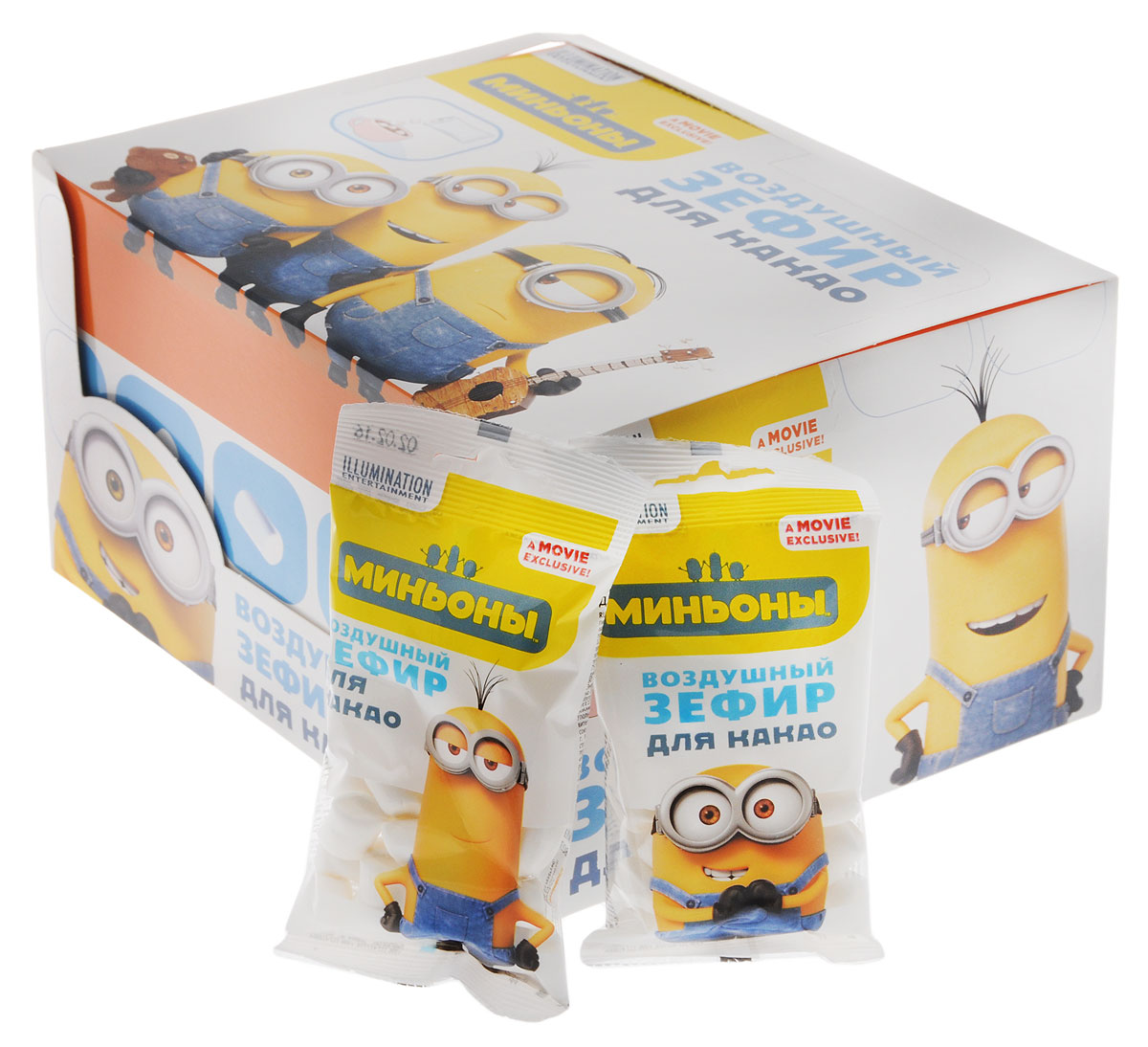 Зефирюшки Minions воздушный зефир для какао, 360 г (24 шт)ZF-12-5/MI Зефирюшки Minions воздушный зефир для какао, 360 г (24 шт)ZF-12-5/MIВ европейских странах маршмеллоу – самый трендовый десерт десятилетия.Тающие зефирки во фруктовых салатах, ими украшают пирожные и торты. А жарка воздушного зефира на костре – настоящая походная традиция, украшающая каждый семейный пикник.