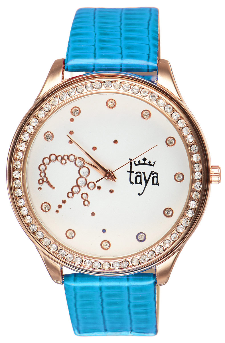 Часы наручные женские Taya, цвет: золотистый, синий. T-W-0032