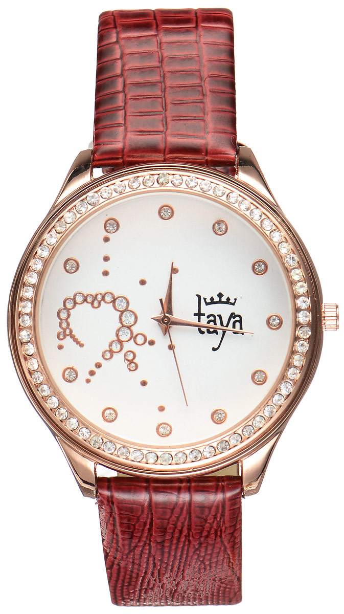 Часы наручные женские Taya, цвет: золотистый, бордовый. T-W-0030