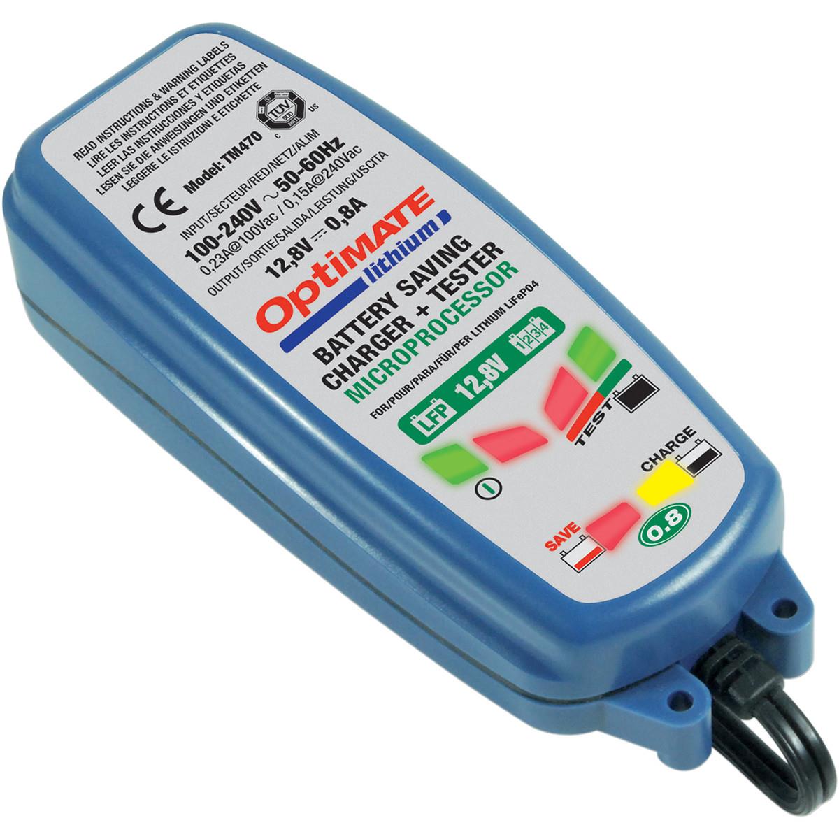 Зарядное устройство OptiMate Lithium 0,8А. TM470TM470 Зарядное устройство OptiMate Lithium 0,8А. TM470TM470Многоступенчатое устройство Optimate от бельгийской компании TecMate с режимами тестирования, восстановления глубокоразряженных аккумуляторных батарей и хранения. Управление полностью автоматическое без кнопок. Заряжает только литий-ионные аккумуляторные батареи, выполненные по технологии LiFePo4. Защита от короткого замыкания, переполюсовки, искрообразования, перегрева. Оптимизирует срок службы и здоровье аккумуляторной батареи. Влагозащищенный корпус. Рекомендовано 10-ю ведущими производителями мототехники. OptiMate Lithium 0,8А рекомендуется для LiFePo4 АКБ от 2 Ач до 50 Ач. Ток зарядки: 0,8А. Старт заряда АКБ от 0,5В. Температурный режим -20...+40°С. В комплект устройства входят аксессуары: O1 кольцевой разъем постоянного подключения и O4 зажимы типа крокодил.