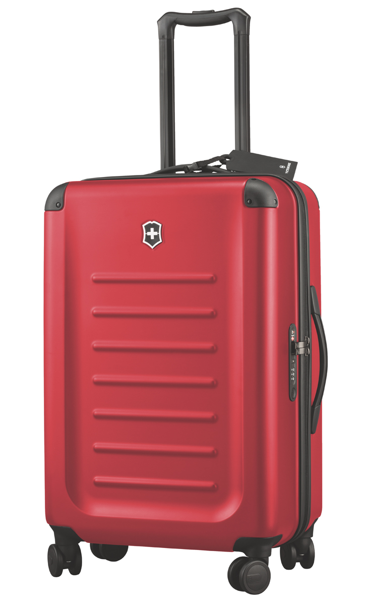 Чемодан Victorinox Spectra 2.0, 54 л, цвет: красный. 31318403 + ПОДАРОК: Нож Tinker31318403 Чемодан Victorinox Spectra 2.0, 54 л, цвет: красный. 31318403 + ПОДАРОК: Нож Tinker31318403Чемодан Victorinox Spectra 2.0 выполнен из высококачественного нейлона. Изделие оснащено удобной ручкой для переноски, двойной алюминиевой телескопической ручкой, фиксирующейся в трех разных позициях: 104 см, 99 см и 94 см для удобства путешественников с разным ростом. Двойные колеса обеспечивают мягкий ход чемодана и гарантируют свободное перемещение по любой поверхности, сохраняя при этом 360° маневренность и минимальный вес чемодана.Ударопрочный 100% поликарбонат Bayer, со стильной, устойчивой к царапинам матовой поверхностью обеспечивает повышенную жесткость, сохраняя высокий уровень функциональности.Защитные угловые кожухи и накладки застежек обеспечивают дополнительную защиту зонам, наиболее подверженным повреждениям или износу.Сетчатая разделительная стенка на молнии растягивается для удобства упаковки.Фиксирующие ремни в форме Y охватывают большую поверхность и обеспечивают сохранность сложенных вещей.Верхняя растягивающаяся ручка для удобной переноски чемодана.Съемная бирка с данными владельца для безопасности и удобства. В комплект входит швейцарский нож 1.4603 Tinker Victorinox в подарок! Нож 1.4603 - небольшого размера имеет двенадцать функций. Обладает большим и малым лезвиями, зубочисткой, пинцетом, шилом, кернером, отверткой, открывалкой для консервов. Металлический остов ножа обрамлен красными черенками, на которых нарисован небольшой крестик в середине стилизованного щита.