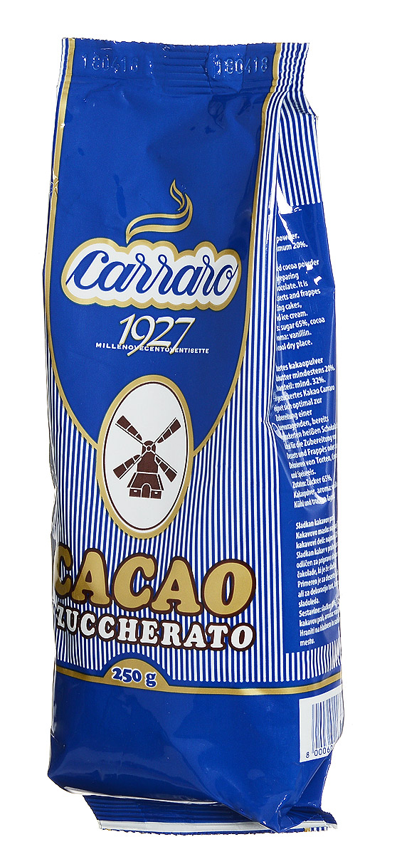 Carraro Sugar Cocoa какао с сахаром, 250 г8000604003010 Carraro Sugar Cocoa какао с сахаром, 250 г8000604003010Carraro Sugar Cocoa идеально для завтрака. Сладкое какао производится из лучшего какао-порошка с содержанием какао-масла 20-22%.