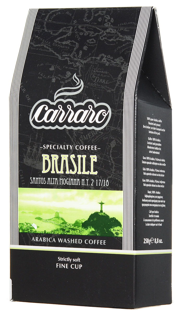 Carraro Brasile Arabica 100% кофе молотый, 250 г8000604900159 Carraro Brasile Arabica 100% кофе молотый, 250 г8000604900159Кофе Carraro Brasile выращивается в районе Альта Могиана штата Сан-Паулу на высоте 600 метров над уровнем моря. Постоянная забота производителя о соблюдении специальных правил выращивания, сбора и обработки урожая дала молотому кофе Бразилия звание самого мягкого кофе. Изысканная, но не чрезмерная сладость в каждой чашке, с оттенками ореха и ароматом поджаренного хлеба, делает его идеальным для употребления в любое время суток.